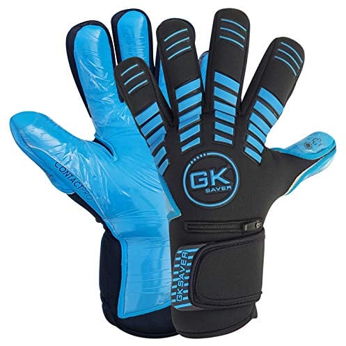 GK Saver Football Goalkeeper Gloves Protech 301 B Contact Pro Professional Goalie Gloves Size 6 to 11 Soccer GK Gloves (Protech Blue YF 7)