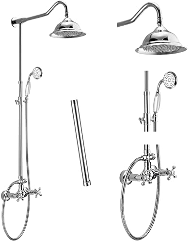 Aolemi Vintage Duscharmatur-Set ohne Wannenauslauf Poliertes Chrom