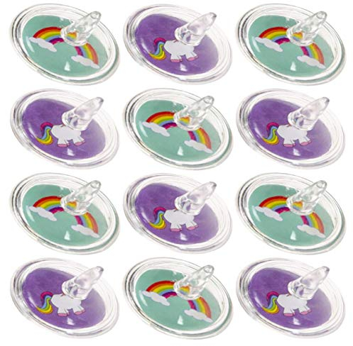 PartyPack 12 x Einhorn Kreisel für Kinder, Zweifärbig, Mitgebsel, Kindergeburtstag Gastgeschenke, Unicorn Party
