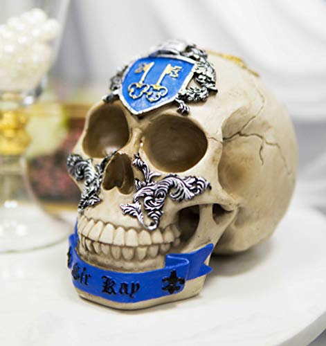 Ebros Gift Matter of Britain King Arthur and The Knights of The Round Table Gothic Skull Statue Medieval Arthurian Legends Skulls Macabre Figur (Sir Kay)