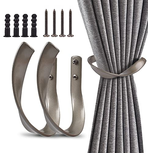 Exclen Vorhanghalter für Fenstervorhänge, dekorativ, Aluminiumlegierung, 2 Stück (Silver) (Grey)