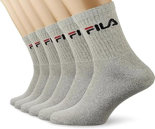 Fila CALZA TENNIS SPUGNA, OFFERTA 6 E 12 PEZZI, CALZINI SPORTIVI UNISEX (6 PEZZI GRIGIO, 43-46)
