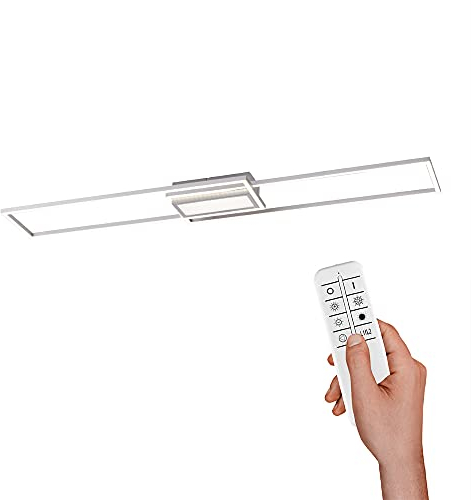 LED Deckenlampe dimmbar Deckenleuchte 2 Leuchtrahmen | Farbtemperatur mit Fernbedienung einstellbar, warmweiss - kaltweiss | Deckenpanel Memory-Funktion für Wohnzimmer & Küche (109,5x25,7 Downlight)