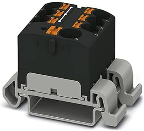 PHOENIX CONTACT PTFIX 10/6X4-NS35A BK Verteilerblock, 57 A, Anzahl der Anschlüsse 7, Querschnitt 0,5 mm²-10 mm², AWG 20-6, Breite 27,9 mm, Schwarz, 8 Stück