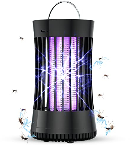 AICase Mückenfalle 2-in-1 elektrische Insektenvernichter Wiederaufladbare Mücken-Fliegenvernichter mückenlampe für Outdoor-Camping, Terrasse, Haus und Garten(schwarz) UV-Licht Insektenfalle Akku USB