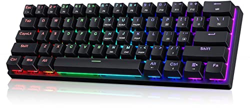 Portable 60% Mechanical Gaming Keyboard, Wired Keyboard with Blue Switches,LED Customization Backlit,61 Keys Ultra-Compact Mini OfficeKeyboard for PC/Mac/Xbox,Easy to Carry On Trip-Black