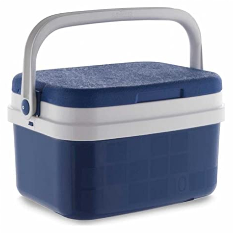 Acan Nevera portátil con asa, 10 litros, Polipropileno, Porta Alimentos para Playa, Acampada, Camping, 22 x 33 x 24 cm, Color Azul y Blanco
