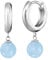 Engelsrufer Damen Creole aus Sterling Silber mit Blauer Achat Perle Kraftstein Anhänger, Clipverschluss, nickelfrei, 13mm, ERE-BA-CR