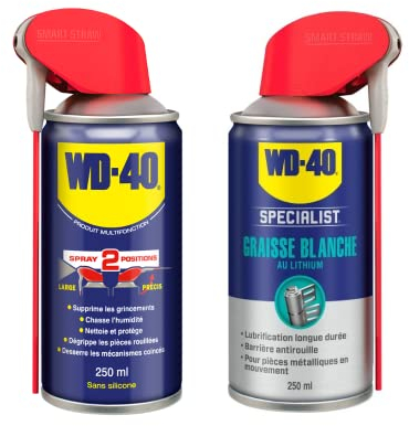 Lot WD-40, Produit Multifonction WD-40 Double Position 250ml + Graisse Blanche WD-40 SPECIALIST Spray Double Position 250 ml