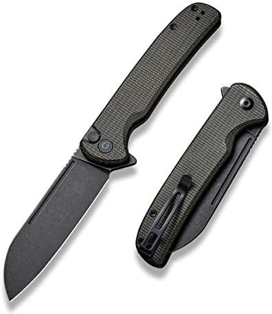 CIVIVI Knives Chevalier Button Lock C20022-2 14C28N Steel and Dark Green Micarta Pocket Knife