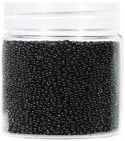 Bala&Fillic 2mm Perlen zum Auffädeln 10000pcs/110 Gramm in Box,12/0 Schwarz GlasPerlen kleine Rocailles Perlen für Machen Schmuck Ohrring Armbänder Halskette (Schwarz)