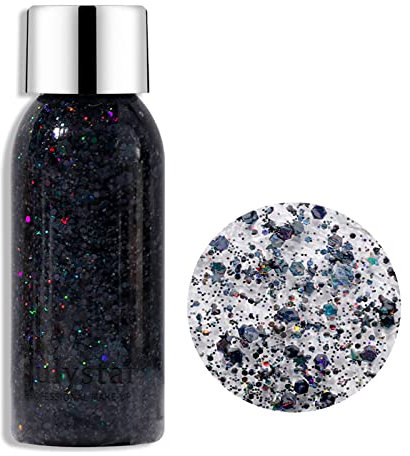 MEICOLY Peinture professionnelle à paillettes pour le visage et le corps, peinture pour le corps à paillettes pour Halloween, cosplay, maquillage SFX, noir, gros visage pour femmes et enfants