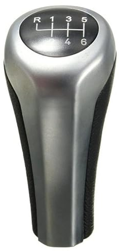 Getriebe Schaltknüppel Schaltknauf Für BMW 1er 3er 5er 6er E46 E53 E60 E61 E63 E65 E81 E82 E83 E87 E90 E91 E92 X1 X3 X5 Verchromte Kohlefaser Matt Automatik Schalthebe (Farbe : Matte Silver 6Speed)