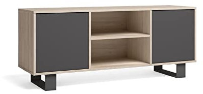 Skraut Home TV140WINDROGRTALL02 TV-140 Wind Roble Tall, Legno di ingegneria, Rovere Grigio, 140x40x57cm