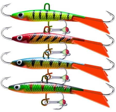 Comcapy 4 Teile/los Eisfischen Köder Balancer 70mm 15,2g Winter Jig Harte Wobbler Köder for Forelle Bass Hecht Karpfen Angeln Pesca