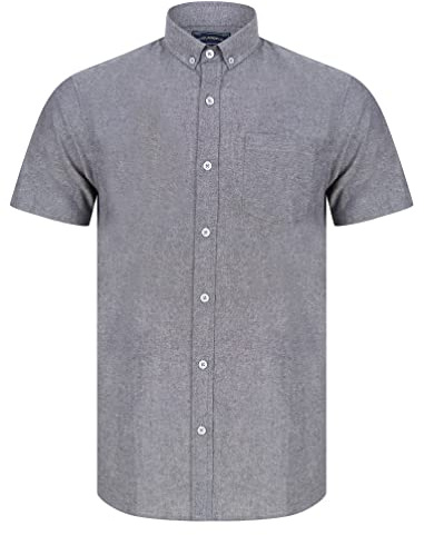 Tokyo Laundry Men's Claudius Chambray Cotton Short Sleeve Shirt with Chest Pocket Black