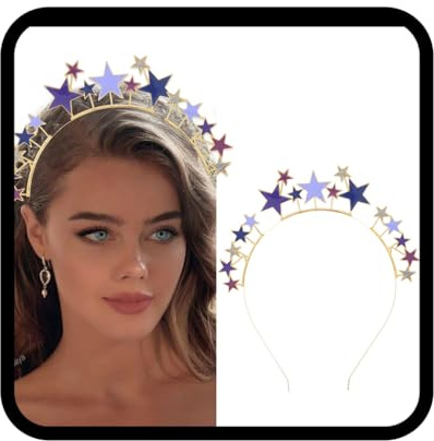 Yean Sternen Haarreif Stern Stirnbänder Strass Haarband Geburtstag Party Kostüm Haarreifen Glitzer Haarschmuck für Damen
