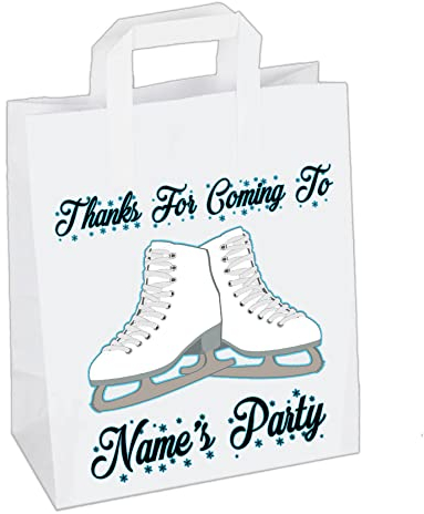 AK Giftshop Personalised Ice Skating Party Bags Goody Loot Treat Gift Bags (Pack of 12)