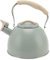 3L Whistling Teapot, Stainless Steel Tea Kettle, Light Green Water Boiler with Plastic Handle, Flat Bottom Tea Kettle for Home, Kitchen, Suitable for Induction, Electric, Gas and Radiant Stoves
