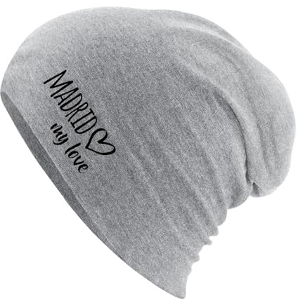 Huuraa Slouch Beanie Madrid My Love Geschenk | Erwachsenen Wintermütze Baumwolle und Elasthan Mütze Geschenkidee doppellagige Baumwollmütze