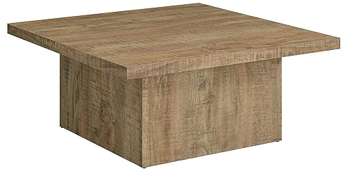 Coaster Home Furnishings Zetta Square Cocktail Living Room Coffee Table Engineered Eco-Friendly Wood Look Laminate Veneer Rustic Farmhouse Mango Brown 708068