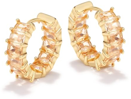 MESOVOR Creolen Ohrringe mit Zirkonia für Damen, 18 Karat Vergoldete Mehrfarbige Zirkonia-Ohrringe, Schmuck, Geschenke für Frauen und Mädchen (Hellgelb)