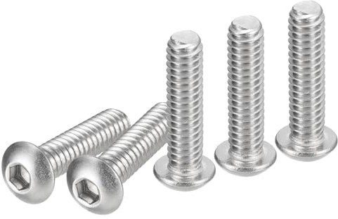 DTGN 1/4-20x1 Vis à Tête Cylindrique à Six Pans Creux 25 Pièces Convient pour les Machines Acier Inoxydable 304 18/8 Fixations UNC à Filetage Complet à Entraînement Hexagonal