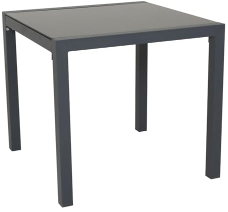 SVITA Table de jardin en aluminium avec plateau en verre - 80 x 80 cm - Résistante aux intempéries - Verre de sécurité et métal