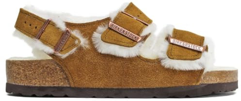 Birkenstock Unisex Milano Shearling Suede Leather Mink Sandalen 39 EU