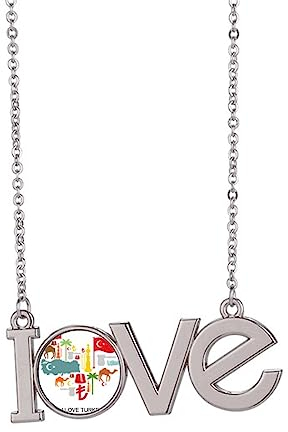 Herz-Kamel-Lira-Nationalflagge, Kokosnussbaum, Liebe, Halskette, Anhänger, Charm-Schmuck, M