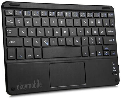 Bluetooth Tastatur Keyboard QWERTZ PC Tastatur mit Touchpad, Ultraleichtes QWERTZ Tasten, Kabellose Tastatur für Smartphone iPad, Android Tablet, Smart TV Kompatibel mit Android Windows IOS
