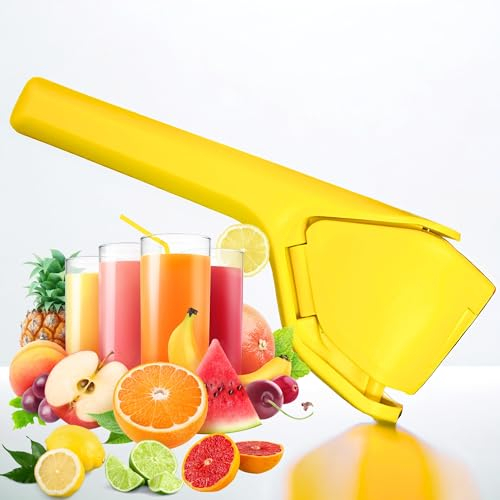 TRUEVIBE – Manuelle Zitronenpresse, Saftpresse und Zitruspresse – Idealer Entsafter für Orangensaft, Zitronensaft, Fruchtsaft, Limette, Zitrusfrucht – Frisch gepresst aus Obst und Gemüse - Gelb (Gelb)