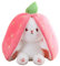 Klikkopers® - Coussin Kawaii - Lapin dans une Fraise 25 cm - Peluche Lapin - Peluche Kawaii - Peluche Fraise - Peluche Fraise - Peluche Squish