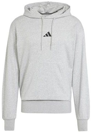adidas Hombre Essentials FEELCOZY French Terry Hoodie, Medium Grey Heather/Black, XL