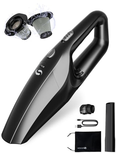 SERVOMASTER Handheld Vacuum Cleaner, 12000Pa Powerful Suction Car Vacuum Cleaner, Rechargeable Hand Held Vacuum Cordless with Washable Stainless Steel HEPA Filter for Car, Home, Office, Pet Hair.