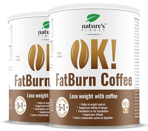 Nature's Finest by Nutrisslim OK! Fatburn Coffee: Instant Kaffee Pulver mit L-Carnitin, Guarana und Holunder - Idealer Abnehmen Kaffee und Natürlicher Energy Drink, Veganer, Glutenfrei
