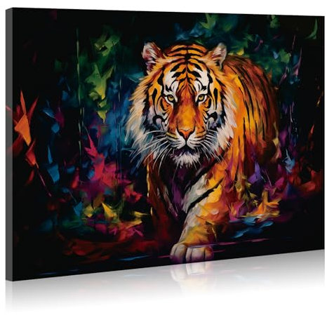 JBER Tiger Leinwand Gemälde Wandkunst, geeignet für Badezimmer Dekoration, Poster Home Decor, lustige Tier Dekoration, gerahmt, 60 X 40cm