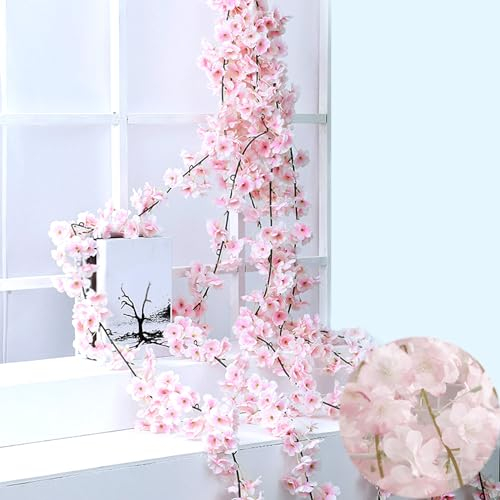 BSITSSS 3 Piezas 180cm Guirnalda de Flores Artificiales Cerezo Decoracion, Guirnalda de Flores de Cerezo Guirnalda Flores Falsas Enredadera para Decoración Boda Jardín Balcón Exterior Interior