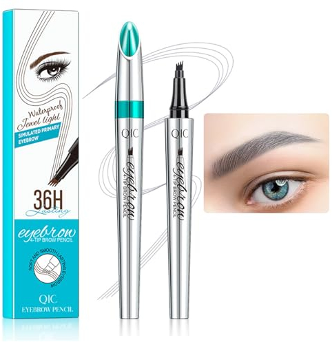 4-Forked Augenbrauenstift - Wasserdichter 3D Augenbrauenstift Mit 4 Gabelspitzen - Langanhaltend Natürliche Härchenzeichnung Eyebrow Pencil Microblading (05 Grau)
