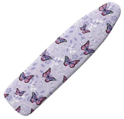 Coloranimal Purple Butterfly Ironing Board Cover with Elastic Edge Iron Board Covers Soft Ironing Board Protective Cover Heat Resistant Large Ironing Board Cover Padded Ironing Board Covers for Home
