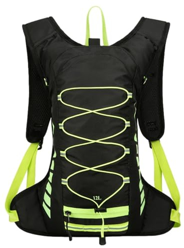 Generico Laufrucksack | Leichtgewichtige Fahrradtasche | Atmungsaktiver Wasserrucksack zum Wandern, verstellbare Sporttasche für Snowboarden, Radfahren, Skifahren, Skaten, Schwarz mit Grün,