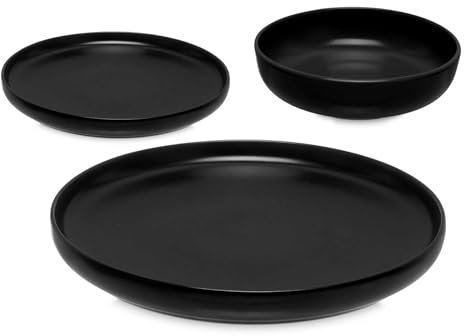 Set 18 pzs vajilla gres negro colección VESSIA