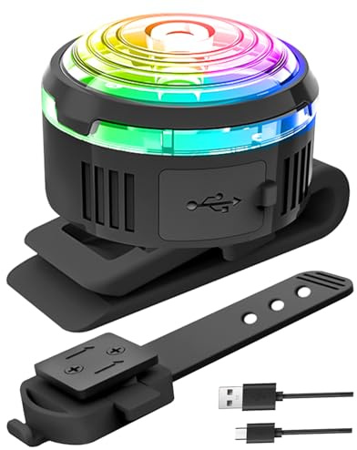 Tubasion Lampe XL à 2 utilisations pour collier de chien rechargeable, 8 modes d'éclairage LED de sécurité à clipser avec bande en silicone, étanche IPX7 pour promenade nocturne, course, camping,