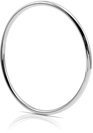 Kritz Bracelet Jonc Femme Acier Inoxydable 316L Plaqué Argent, Fin Rigide Empilable Minimaliste, Bijou Cadeau