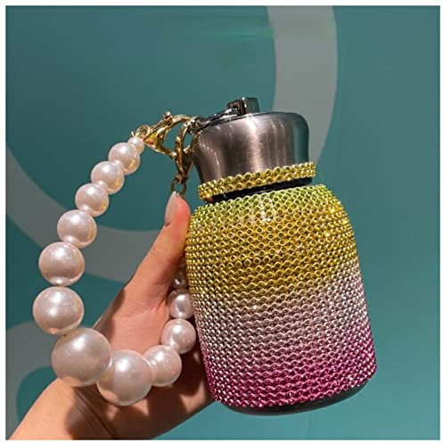 Taza Termo Botella de Agua de Acero Inoxidable de la Botella de Acero Inoxidable de 300 ml de Diamante for niña Regalos portátiles de la Botella for Las Mujeres Novia Taza Termo Cafe(Rainbow A)