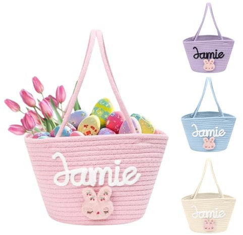Osterkorb Personalisiert, Osterkorb mit Namen, Osterbeutel Mädchen Osternest Personalisiert Ostertasche Osterkörbchen, Ostern Geschenke Ostergeschenk Personalisiert Kinder