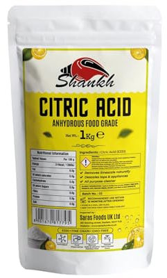 Shankh Citric Acid - 1kg | Food Grade | Pure, Natural & Multi-Purpose | Ideal for Cooking, Cleaning, Preserving