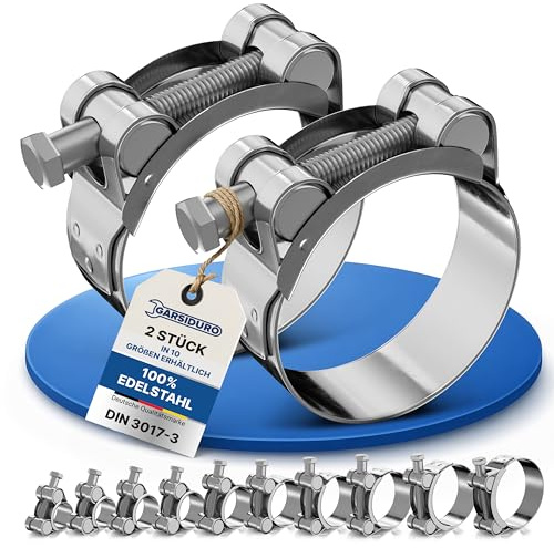 Collier à boulon articulé en acier inoxydable | 40-43mm [2 pièces] inoxydable | Colliers de serrage pour charges élevées | pour piscine | Tuyau d'aspiration | Tuyau de pression Colliers d'échappement