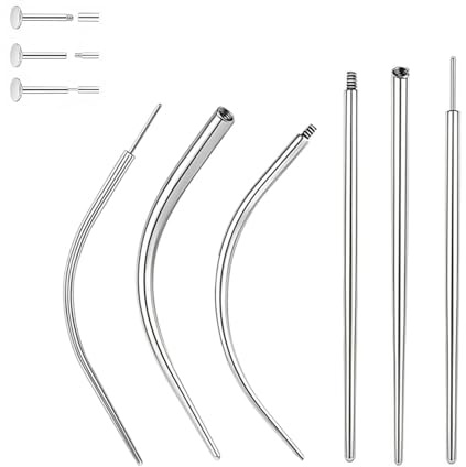 TreeTribe Piercing Taper Insertion Tools, 6 Stainless Steel 16G and 18G | flat-back labret threaders, for changing compatible nose, ear, lip, eyebrow and cartilage jewellery