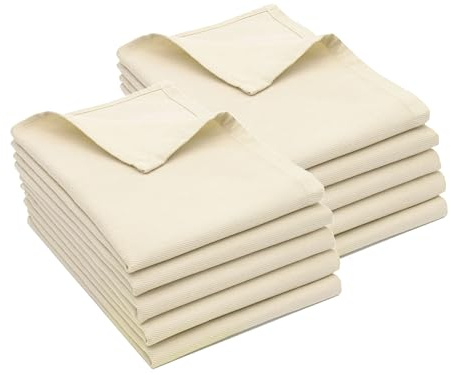 ZOLLNER 10er Set Geschirrtücher Baumwolle in 50x70 cm - super saugstarke und robuste Küchentücher - waschbar bis 60°C – in beige - Gastronomiequalität - Oeko Tex® Zertifiziert